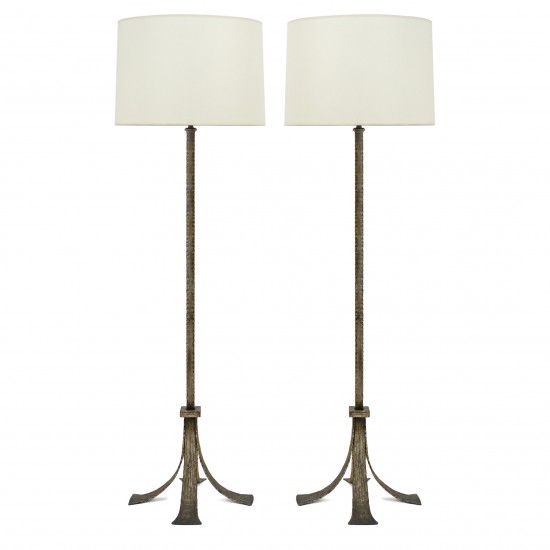 Pair of Textured Iron Standing Lamps