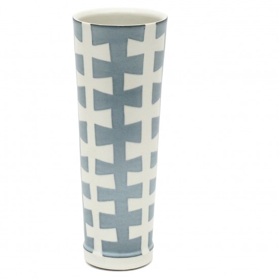 Tall Studio Art Blue and White Porcelain Vase