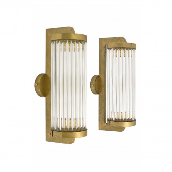 Pair of Brass and Glass Rod Sconces