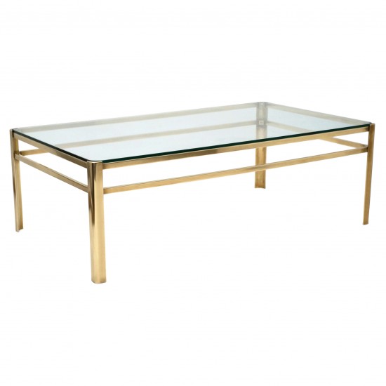Brass and Glass Coffee Table by Malabert