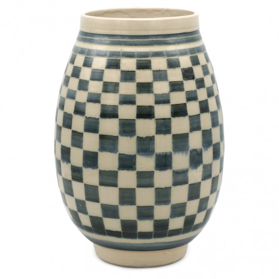Blue and White Stoneware Vase