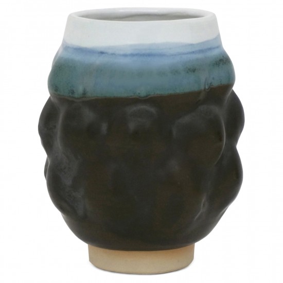 Blue, Charcoal and White Stoneware Vase