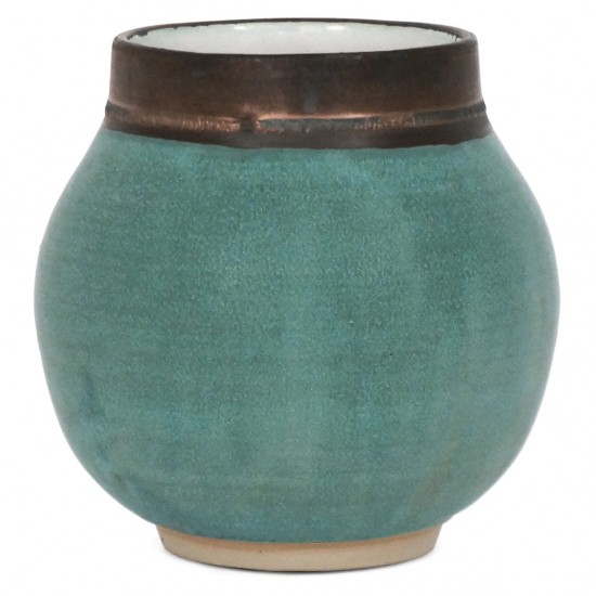 Turquoise and Bronze Stoneware Vase