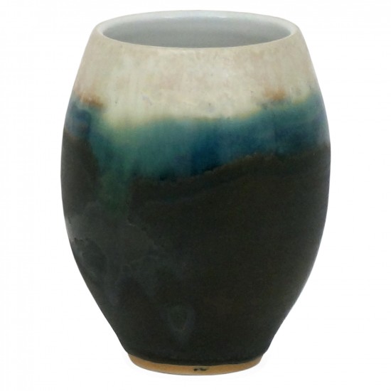 Black, Green and White Stoneware Vase