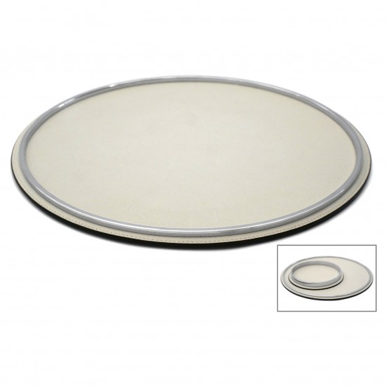 Italian Round Leather and Chrome Tray