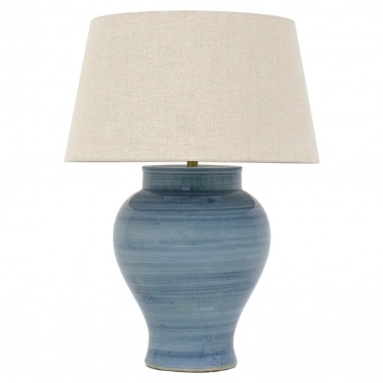 Blue Strie Stoneware Table Lamp