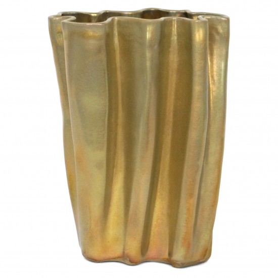Hand Built Gold Ceramic Vase