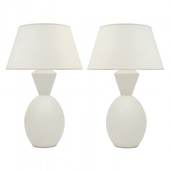 Pair of White Matte Ceramic Lamps