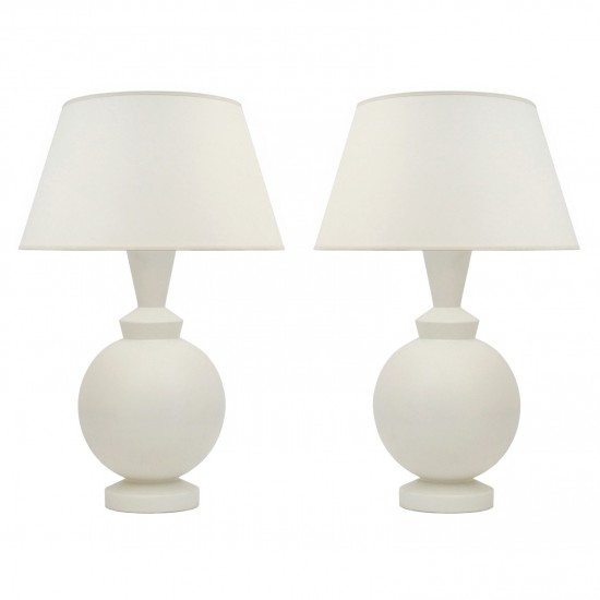 Pair of White Matte Ceramic Table Lamps