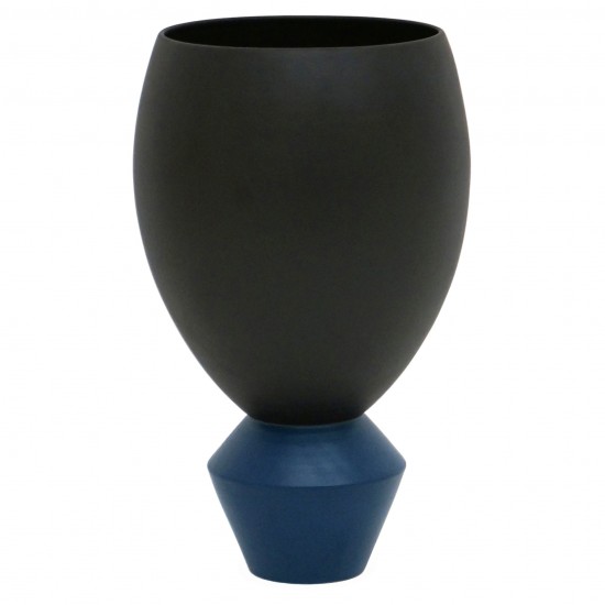 Matte Black Vase with Blue base
