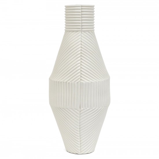 White Porcelain Corrugated Vase
