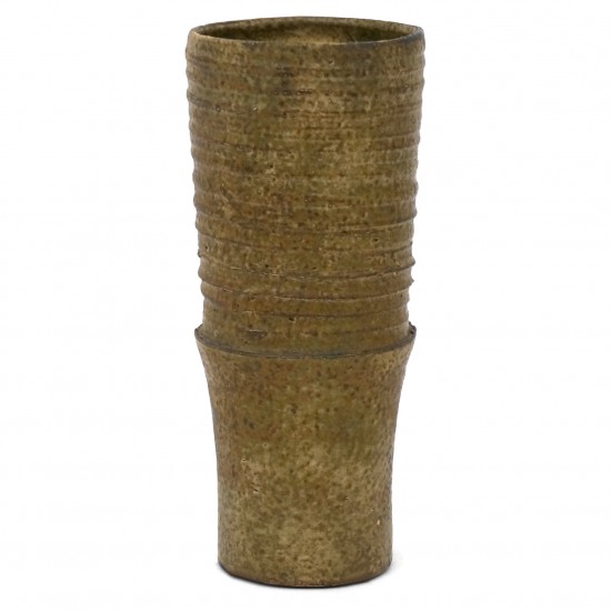 Textured Light Brown Stoneware Vase