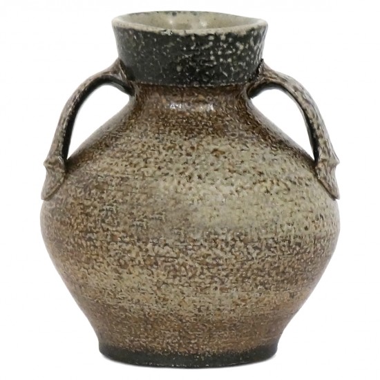 Beige and Brown Stoneware Vase