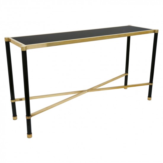 French Brass and Glass Console Table