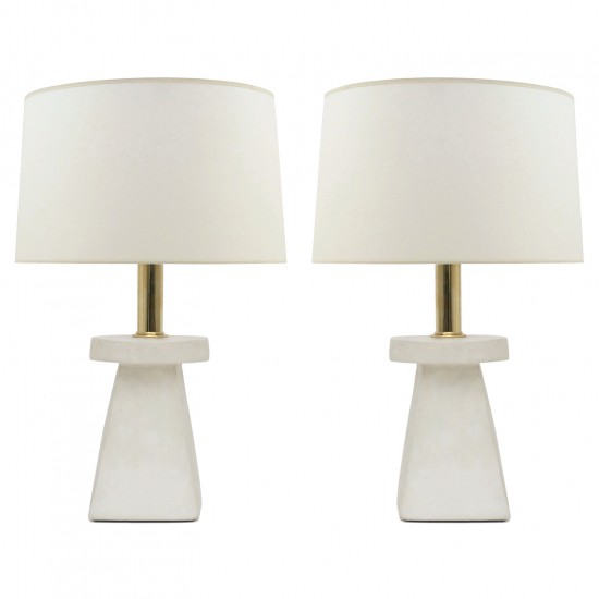 Pair of Tapered Square White Plaster Lamps