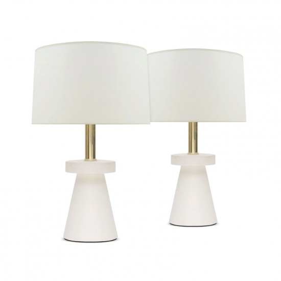 Pair of Tapered Circular White Plaster Lamps