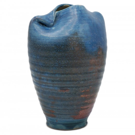 Blue Glazed Vase Folded Vase