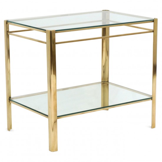 Brass and Glass Two Tiered Table
