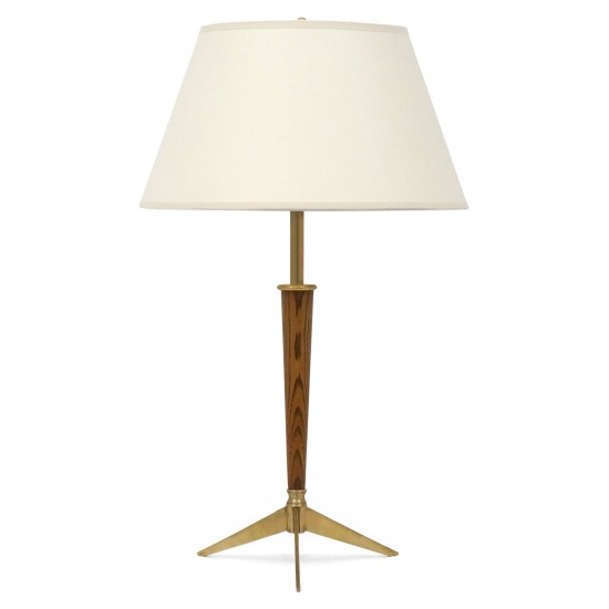 Small Brass and Wood Column Lamp