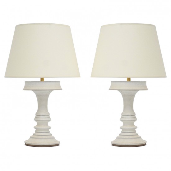 Pair of White Terra Cotta Table Lamps