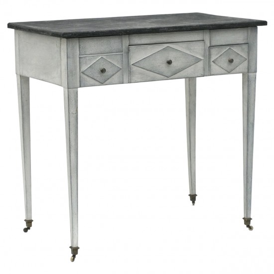Painted Wood Table with Faux Marble Top