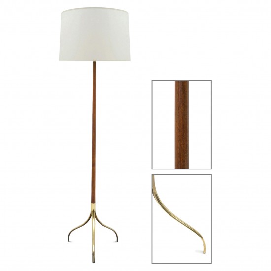 Wood and Brass Standing Lamp
