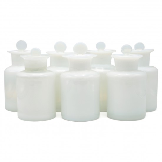 White Opaline Apothecary Bottles