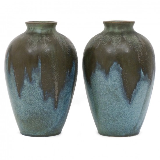 Pair of Blue and Brown Ceramic Vases