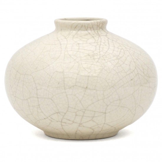 Ivory crackle glazed ceramic vase