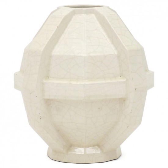 Ivory Ceramic Crackle Glazed Vase