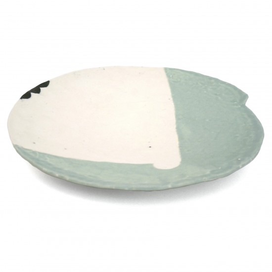 Green and White Porcelain Plate