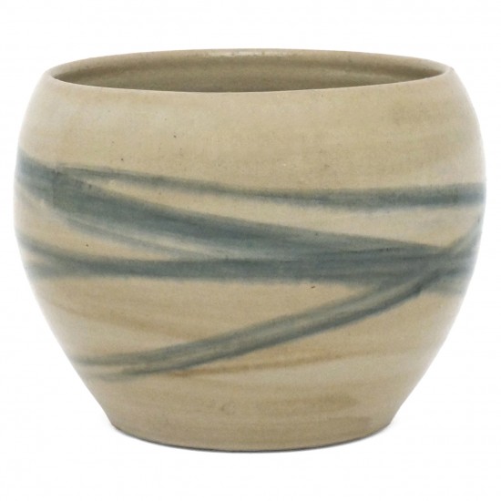Beige Jardiniere with Blue Striping
