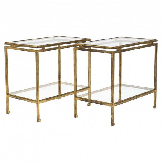 Pair of Gilt Iron and Glass Side Tables by Ramsay