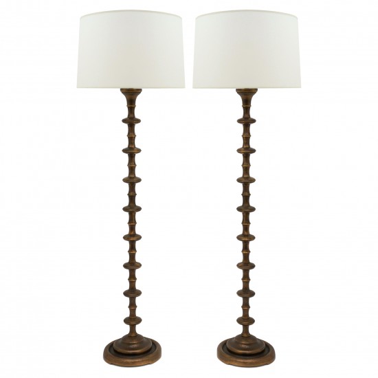 Pair of Bronze Standing Lamps