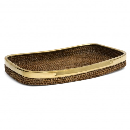 Rattan and Brass Tray