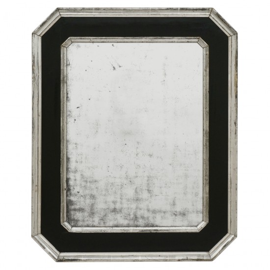 Black and Silver Gilt Wood Mirror