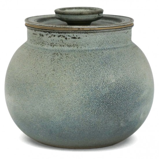 Light Blue and Black Pot with Lid