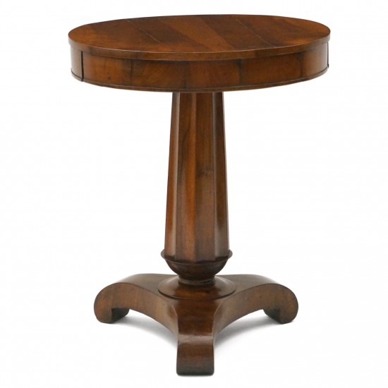 Circular Italian Walnut Pedestal Table