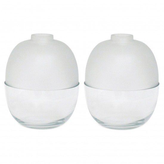 Pair of Heavy Clear and Frosted Glass Vases