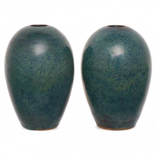 Pair of Blue Stoneware Vases