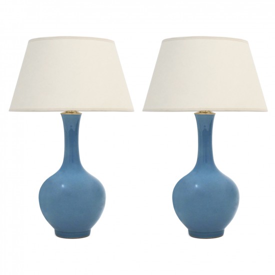 Pair of Blue Stoneware Table Lamps