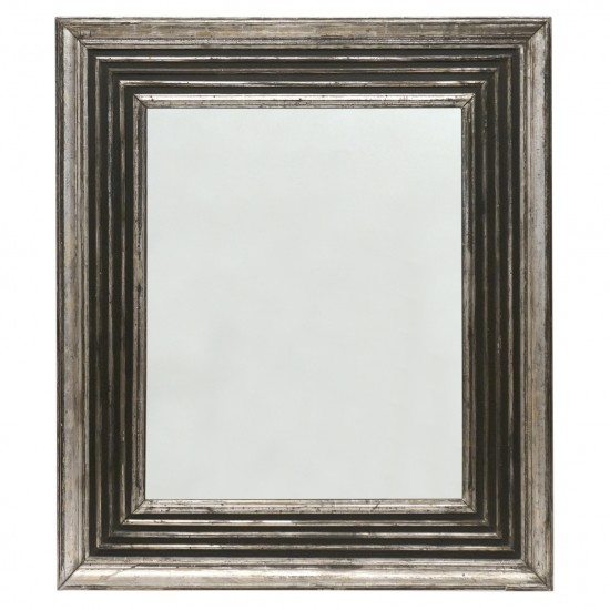 Silver Gilt Wood and Black Framed Mirror