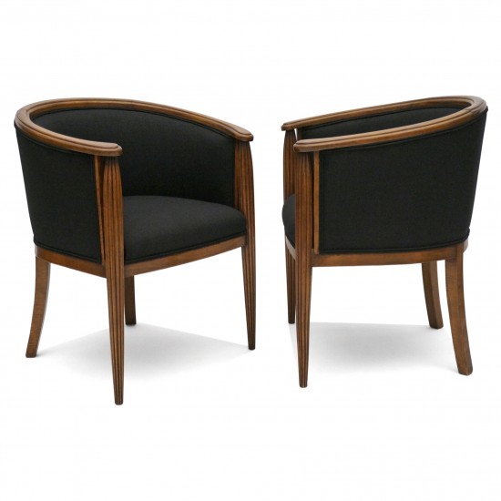 Pair of French Curved Back Armchairs