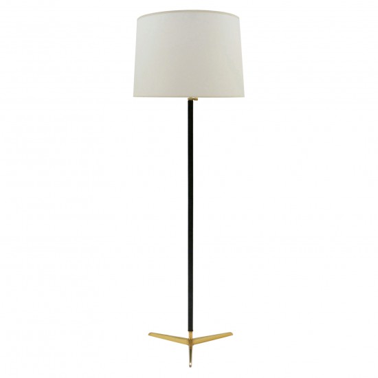 Leather and Brass Standing Lamp