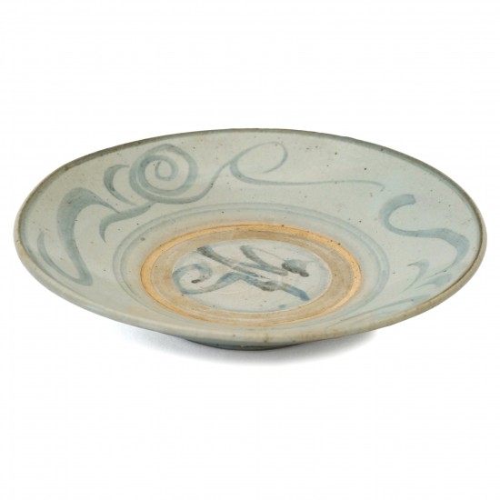 Painted Light Blue Ming Stoneware Plate