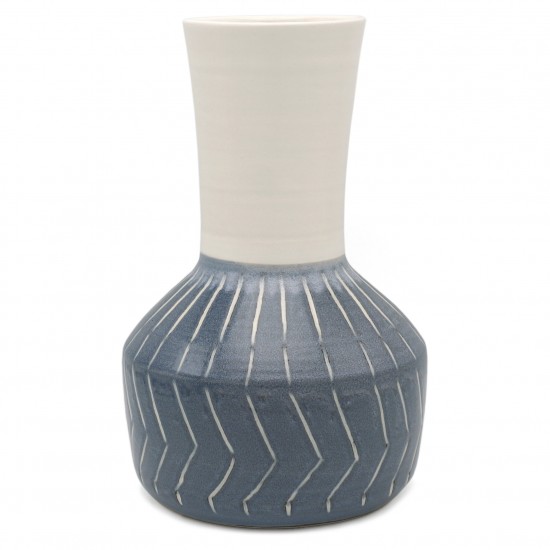 Vase with White Elongated Neck and Blue Base
