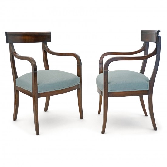 Pair of Curved Back Cherry Armchairs