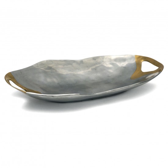 Oval Aluminum and Brass Tray