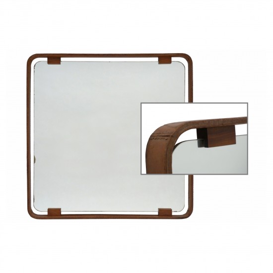 Square Mirror with Stitched Leather Frame