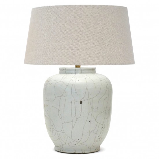 White Crackle Glazed Stoneware Lamp